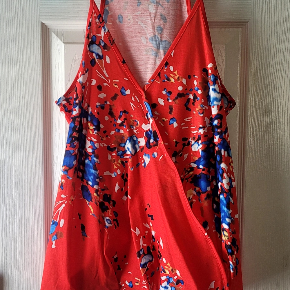 Elegant Red Floral Camisole Top